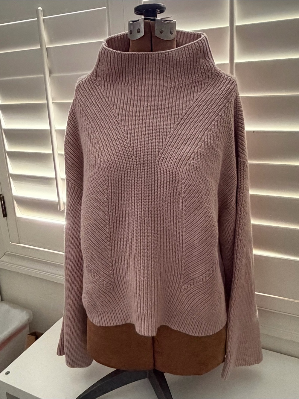 Maeve Ribbed Mock Neck Sweater in Dusty Mauve